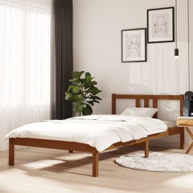 Estructura de cama madera maciza marrón miel 100x200 cm de vidaXL, Camas y somieres - Ref: Foro24-814877, Precio: 101,79 €, D...