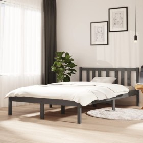 Estructura de cama madera maciza gris 120x200 cm de vidaXL, Camas y somieres - Ref: Foro24-814881, Precio: 126,99 €, Descuent...