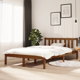 Estructura de cama madera maciza marrón miel 120x200 cm de vidaXL, Camas y somieres - Ref: Foro24-814882, Precio: 135,99 €, D...