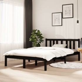 Black solid wood bed frame 120x200 cm by vidaXL, Beds and slatted bases - Ref: Foro24-814883, Price: 111,72 €, Discount: %