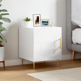 Glossy white engineered wood bedside table 40x40x50 cm by vidaXL, Nightstands - Ref: Foro24-827536, Price: 42,00 €, Discount: %