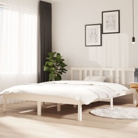 Estructura de cama madera maciza blanca 140x200 cm de vidaXL, Camas y somieres - Ref: Foro24-814885, Precio: 108,99 €, Descue...