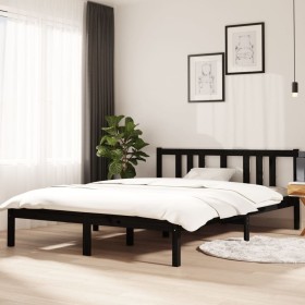 Estructura de cama madera maciza negra 140x200 cm de vidaXL, Camas y somieres - Ref: Foro24-814888, Precio: 112,99 €, Descuen...