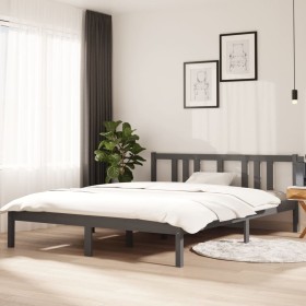 Estructura de cama madera maciza gris King Size 150x200 cm de vidaXL, Camas y somieres - Ref: Foro24-814891, Precio: 136,99 €...