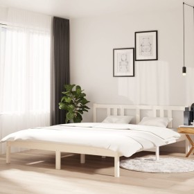 Estructura de cama de madera maciza blanco 160x200 cm de vidaXL, Camas y somieres - Ref: Foro24-814895, Precio: 113,99 €, Des...