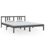 Estructura de cama de madera maciza gris 160x200 cm de vidaXL, Camas y somieres - Ref: Foro24-814896, Precio: 129,60 €, Descu...