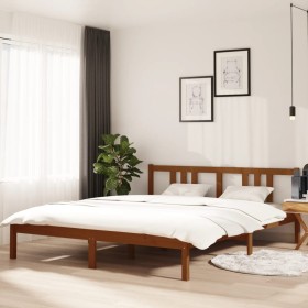 Estructura de cama madera maciza marrón miel 160x200 cm de vidaXL, Camas y somieres - Ref: Foro24-814897, Precio: 127,99 €, D...