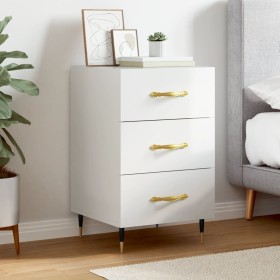 Engineered wood bedside table in glossy white, 40x40x66 cm. by vidaXL, Nightstands - Ref: Foro24-827638, Price: 81,99 €, Disc...