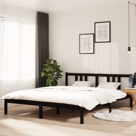 Estructura de cama de madera maciza negra 160x200 cm de vidaXL, Camas y somieres - Ref: Foro24-814898, Precio: 133,83 €, Desc...