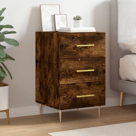 Smoked oak engineered wood bedside table 40x40x66 cm by vidaXL, Nightstands - Ref: Foro24-827649, Price: 57,40 €, Discount: %