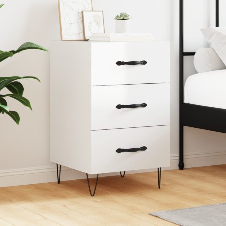 Glossy white engineered wood bedside table 40x40x66 cm by vidaXL, Nightstands - Ref: Foro24-827654, Price: 66,30 €, Discount: %