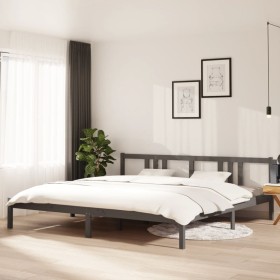 Estructura de cama madera maciza gris 200x200 cm de vidaXL, Camas y somieres - Ref: Foro24-814906, Precio: 156,99 €, Descuent...