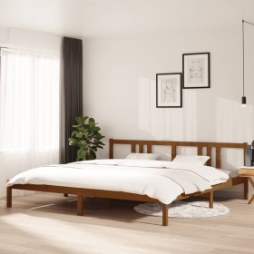 Honey brown solid wood bed frame 200x200 cm by vidaXL, Beds and slatted bases - Ref: Foro24-814907, Price: 156,21 €, Discount: %