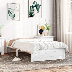 White single solid wood bed frame 75x190 cm by vidaXL, Beds and slatted bases - Ref: Foro24-815005, Price: 78,99 €, Discount: %