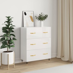 Aparador de madera contrachapada blanco brillante 69,5x34x90 cm de vidaXL, Aparadores - Ref: Foro24-827830, Precio: 98,99 €, ...