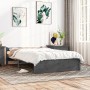 Estructura de cama madera maciza gris doble 135x190 cm de vidaXL, Camas y somieres - Ref: Foro24-815021, Precio: 130,55 €, De...