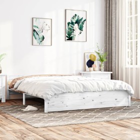 White solid wood bed frame 140x190 cm by vidaXL, Beds and slatted bases - Ref: Foro24-815025, Price: 135,99 €, Discount: %