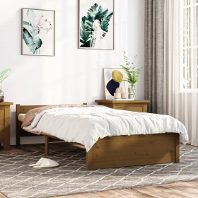 Honey brown solid wood bed frame 100x200 cm by vidaXL, Beds and slatted bases - Ref: Foro24-815037, Price: 87,99 €, Discount: %