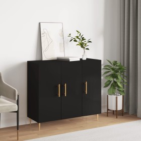 Black engineered wood sideboard 90x34x80 cm by vidaXL, Sideboards - Ref: Foro24-828093, Price: 78,46 €, Discount: %