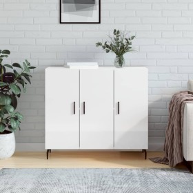 Glossy white engineered wood sideboard 90x34x80 cm by vidaXL, Sideboards - Ref: Foro24-828126, Price: 88,99 €, Discount: %