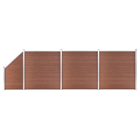 Fence set 3 square + 1 oblique WPC brown 619x186 cm by vidaXL, fence panels - Ref: Foro24-3053217, Price: 900,99 €, Discount: %