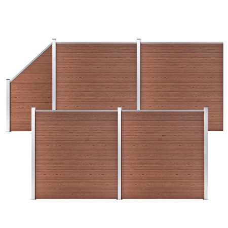 Fence set 4 square + 1 oblique WPC brown 792x186 cm by vidaXL, fence panels - Ref: Foro24-3053218, Price: 1,00 €, Discount: %