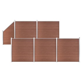 Set of 5 square + 1 diagonal brown WPC fence 965x186 cm by vidaXL, fence panels - Ref: Foro24-3053219, Price: 1,00 €, Discoun...