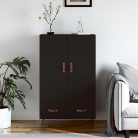 Tall black engineered wood sideboard 69.5x31x115 cm by vidaXL, Sideboards - Ref: Foro24-828205, Price: 86,35 €, Discount: %