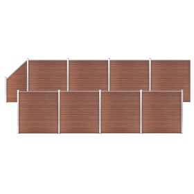 Fence set 8 square + 1 oblique WPC brown 1484x186 cm by vidaXL, fence panels - Ref: Foro24-3053222, Price: 1,00 €, Discount: %