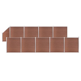 Fence set 9 square + 1 oblique WPC brown 1657x186 cm by vidaXL, fence panels - Ref: Foro24-3053223, Price: 2,00 €, Discount: %