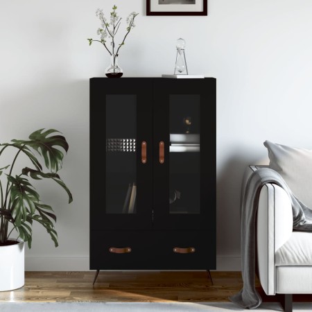 Tall black engineered wood sideboard 69.5x31x115 cm by vidaXL, Sideboards - Ref: Foro24-828269, Price: 104,99 €, Discount: %