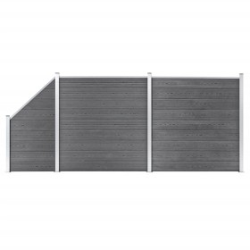 Fence set 2 square + 1 oblique WPC gray 446x186 cm by vidaXL, fence panels - Ref: Foro24-3053234, Price: 721,45 €, Discount: %