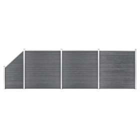 Fence set 3 square + 1 oblique WPC gray 619x186 cm by vidaXL, fence panels - Ref: Foro24-3053235, Price: 960,99 €, Discount: %