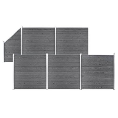 Fence set 5 square + 1 oblique WPC gray 965x186 cm by vidaXL, fence panels - Ref: Foro24-3053237, Price: 1,00 €, Discount: %