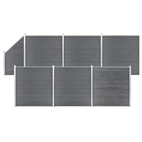 Set of 6 square + 1 oblique gray WPC fences 1138x186 cm by vidaXL, fence panels - Ref: Foro24-3053238, Price: 1,00 €, Discoun...