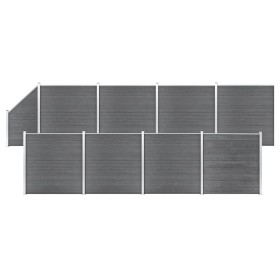 Fence set 8 square + 1 oblique WPC gray 1484x186 cm by vidaXL, fence panels - Ref: Foro24-3053240, Price: 2,00 €, Discount: %