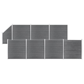 Fence set 7 square + 1 oblique WPC gray 1311x186 cm by vidaXL, fence panels - Ref: Foro24-3053239, Price: 1,00 €, Discount: %