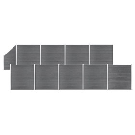 Fence set 9 square + 1 oblique WPC gray 1657x186 cm by vidaXL, fence panels - Ref: Foro24-3053241, Price: 2,00 €, Discount: %