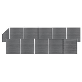 Set de valla 10 cuadradas + 1 oblicua WPC gris 1830x186 cm de vidaXL, Paneles de vallas - Ref: Foro24-3053242, Precio: 2,00 €...