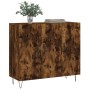 Aparador de madera de ingeniería roble ahumado 90x34x80 cm de vidaXL, Aparadores - Ref: Foro24-828105, Precio: 74,72 €, Descu...