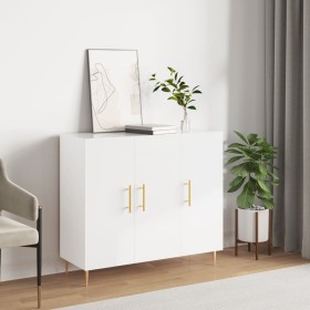 Glossy white engineered wood sideboard 90x34x80 cm by vidaXL, Sideboards - Ref: Foro24-828094, Price: 85,99 €, Discount: %