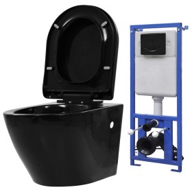 Wall-mounted toilet with hidden black ceramic cistern by vidaXL, Bathrooms - Ref: Foro24-3054478, Price: 319,52 €, Discount: %