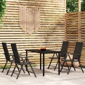 Juego de comedor para jardín 5 piezas negro de vidaXL, Conjuntos de jardín - Ref: Foro24-3099103, Precio: 334,99 €, Descuento: %