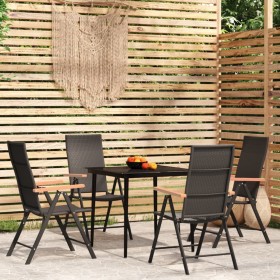 Juego de comedor para jardín 5 piezas negro de vidaXL, Conjuntos de jardín - Ref: Foro24-3099120, Precio: 331,99 €, Descuento: %