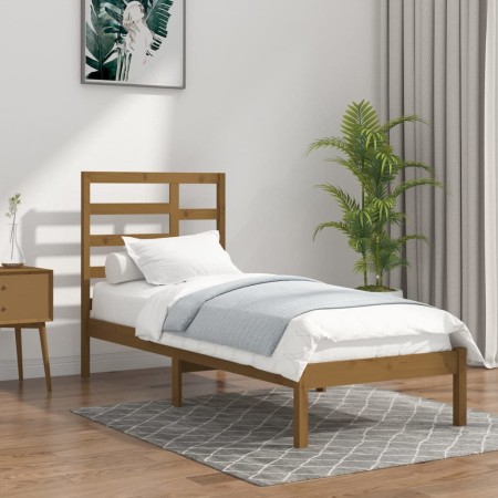 Honey brown solid wood bed frame 75x190 cm by vidaXL, Beds and slatted bases - Ref: Foro24-3105758, Price: 90,39 €, Discount: %