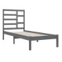 Gray solid wood single bed frame 90x190 cm by vidaXL, Beds and slatted bases - Ref: Foro24-3105762, Price: 120,73 €, Discount: %