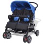 Blauer und schwarzer Zwillingskinderwagen aus Stahl von vidaXL, Kinderwagen - Ref: Foro24-10109, Preis: 176,28 €, Rabatt: %