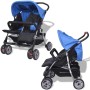 Blauer und schwarzer Zwillingskinderwagen aus Stahl von vidaXL, Kinderwagen - Ref: Foro24-10109, Preis: 176,28 €, Rabatt: %