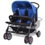 Blauer und schwarzer Zwillingskinderwagen aus Stahl von vidaXL, Kinderwagen - Ref: Foro24-10109, Preis: 176,28 €, Rabatt: %