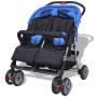 Blauer und schwarzer Zwillingskinderwagen aus Stahl von vidaXL, Kinderwagen - Ref: Foro24-10109, Preis: 176,28 €, Rabatt: %